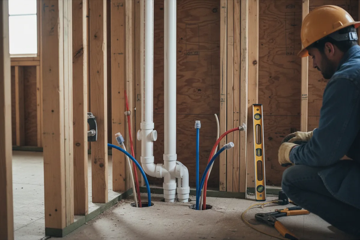 Drain and supply rough-in during Drain Cleaning in Surry